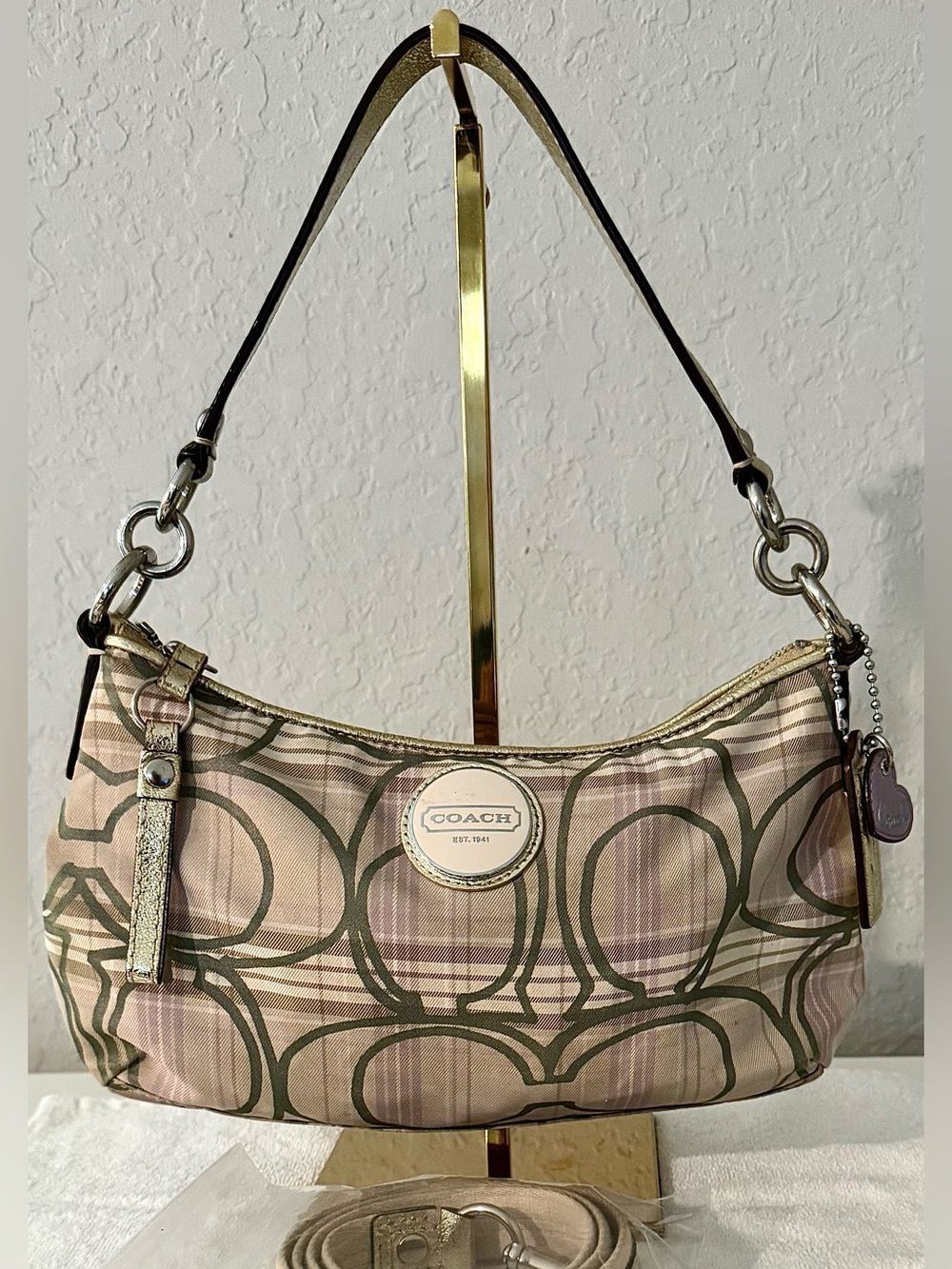 Coach Tartan Plaid Signature C Convertible Shoulder Bag